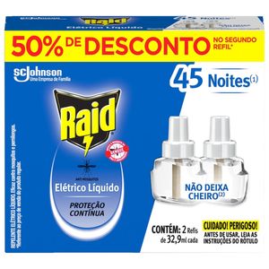 Repelente Elétrico Líquido Raid Refil 2UN de 32,9ml