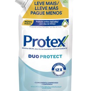 Sabonete Líquido Antibacteriano para as Mãos Protex Duo Protect Sachê 500ml Refil Leve Mais Pague Menos