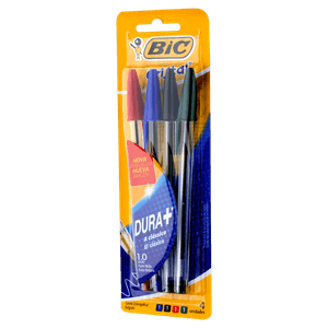 Caneta Ponta Média Cristal Dura Mais BIC 4 Unidades