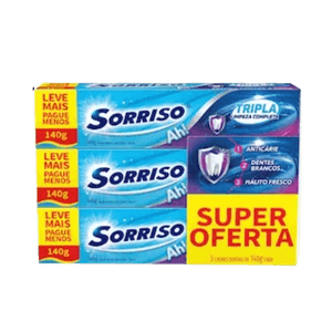 Creme Dental Sorriso Tripla Limpeza Completa Combo com 3 Unidades