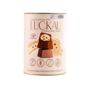 Bombom de Chocolate ao Leite Com Cookies & Cream Luckau Lata 198g