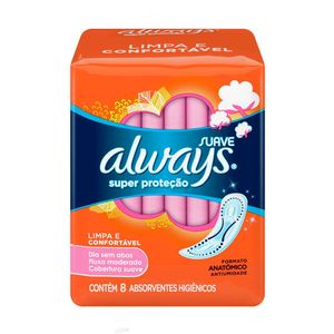 Absorvente sem Abas Suave Super Proteção Always Pacote 8 Unidades