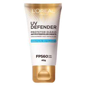 Protetor Solar Hidratação Revitalizante FPS 60 L'oréal Paris UV Defender Bisnaga 40g