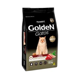 Ração Golden para Gatos Adultos Castrados Sabor Carne 10,1kg