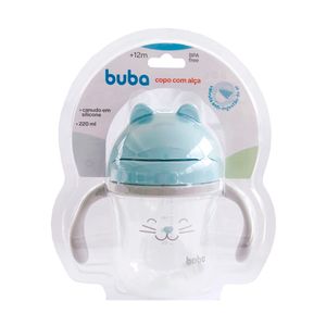 Copo Infantil Buba com Alça Gatinho Azul