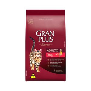 Ração GranPlus para Gatos Adultos sabor Carne e Arroz 3kg