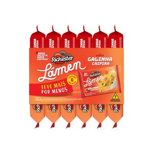 Pack Macarrão Instantâneo Lámen Richester Galinha Caipira 74,3g Combo com 6 Unidades