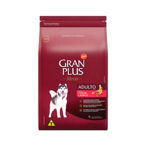 Ração Granplus Menu para Cães Adultos de Porte Médio e Grande Sabor Carne e Arroz 15Kg