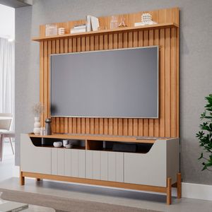 Estante Home para TV até 70’’ Moema Nature e Off White - Permóbili