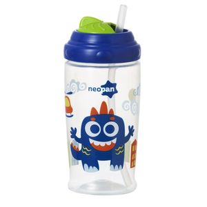 Copo Infantil com Canudo Retrátil Azul Neopan 360ml