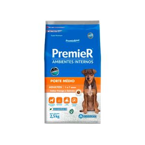 Ração Premier Ambientes Internos Para Cães Adultos De Médio Porte Sabor Frango E Salmão 2,5kg