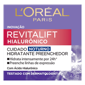 Hidratante Preenchedor com Ácido Hialurônico Noturno L'oréal Paris Revitalift Caixa 49g