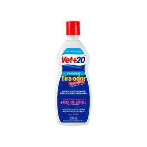 Shampoo Vet+20 Tira Odor Flor De Lótus Para Cães E Gatos 500ml