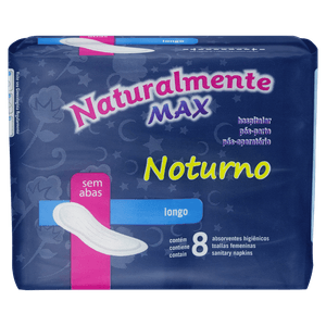 Absorvente sem Abas Noturno Naturalmente Max Pacote com 8 Unidades