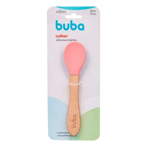 Colher Buba Silicone Bambu Rosa