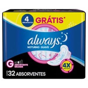 Absorvente com Abas Suave Always Noturno Grande Pacote com 32 Unidades - Leve Mais Pague Menos