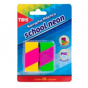 Borracha School Neon Tris Combo com 2 Unidades