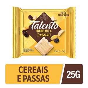 Chocolate GAROTO TALENTO Branco com Cereais e Passas 25g