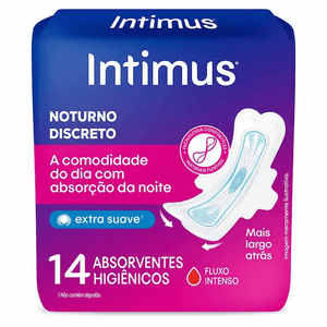 Absorvente Noturno Discreto Cobertura Suave com Abas Intimus 14x1