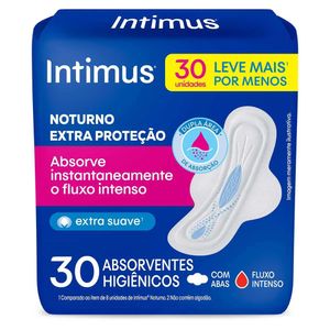 Absorvente Noturno Extra Proteção Cobertura Suave Intimus 30x1 Leve Mais Pague Menos