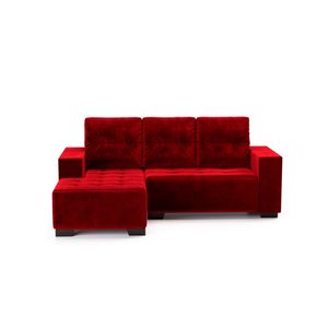 Sofá 2 Lugares com Chaise México C12 Cia do Estofado Vermelho