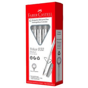 Caneta Esferográfica Faber-Castell Trilux Colors 1.0mm Prata 12X1