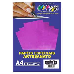 Papel Lamicote A4 Rosa Pacote Com 10 Folhas