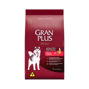 Ração GranPlus Menu para Cães Adultos de Porte Médio e Grande Sabor Carne e Arroz 20kg