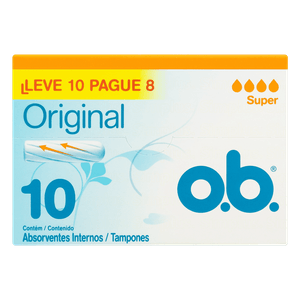 Absorvente Interno Original O.B. Super Caixa Leve 10 Pague 8 Unidades