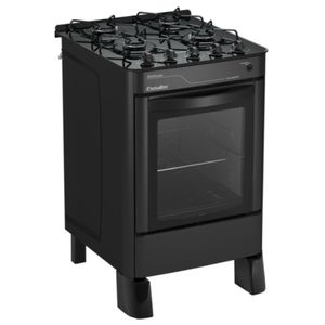 Fogão 4 Bocas Esmaltec Preto Mesa de Vidro Agata Glass