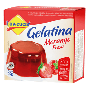 Gelatina em Pó Morango Zero Açúcar Lowçucar Caixa 10g