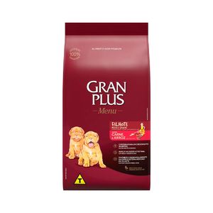 Ração GranPlus Menu para Cães Filhotes Raças Médias e Grandes Carne e Arroz 3kg