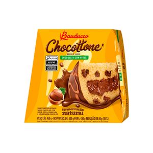 Panettone Bauducco Chocottone Recheio Chocolate com Avelã Cobertura Chocolate 450g