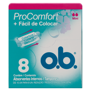 Absorvente Interno ProComfort O.B. Mini Caixa com 8 Unidades