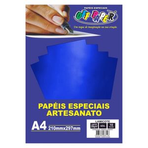 Papel Lamicote A4 Azul Pacote Com 10 Folhas