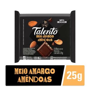 Chocolate Garoto Talento Meio Amargo com Amêndoas 25g