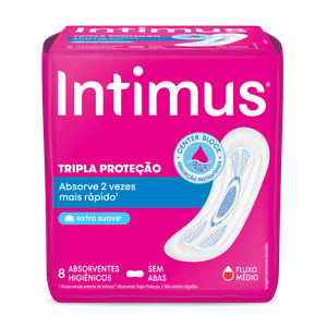 Absorvente Tripla Proteção Suave Sem Abas Intimus Pacote com 8 Unidades