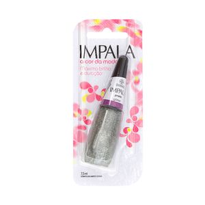 Esmalte Impala A Cor Da Moda Glitter Prata Com Blister