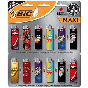 Isqueiro Bic Maxi Rolling Stones 12X1