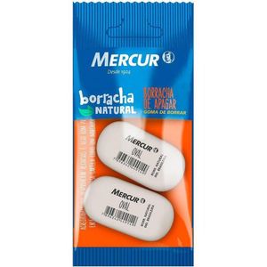 Borracha Oval Branca Blister Com