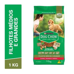 Ração NESTLÉ PURINA DOG CHOW EXTRALIFE Filhotes Médios e Grandes Carne, Frango e Arroz 1kg