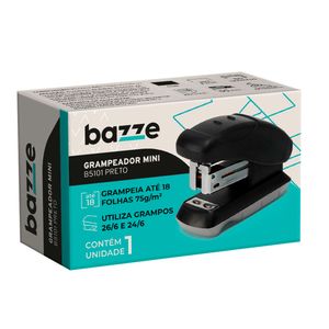 Grampeador Bazze Mini para 18 Folhas Preto