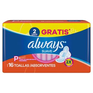 Absorvente com Abas Suave Always Pequeno Pacote 16 Unidades Grátis 2 Absorventes