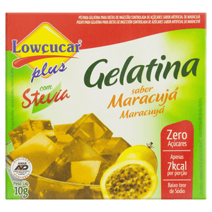 Gelatina em Pó com Stevia Maracujá Zero Açúcar Lowçucar Plus Caixa