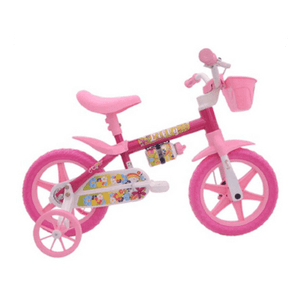 Bicicleta Aro 12 Feminina Rosa e Branco