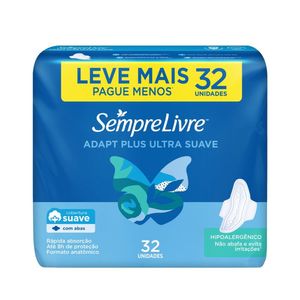 Absorvente Externo Sempre Livre Adapt Plus Com Abas Suave 32x1 Leve Mais Pague Menos