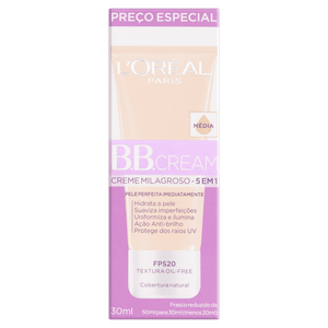 BB Cream Creme Milagroso Médio FPS 20 L'oréal Paris Caixa