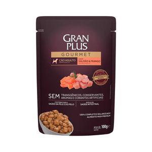 A Ração Úmida GranPlus Gourmet para Cães Adultos Salmão e Frango 100g