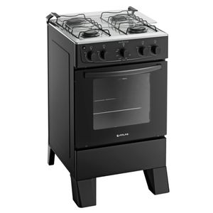 Fogão 4 Bocas Preto com Mesa Inox Atlas Milão Plus Bivolt