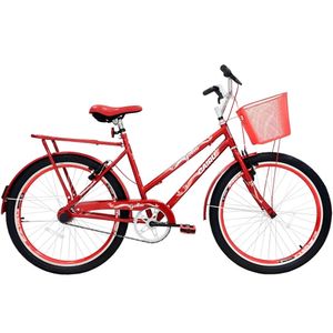 Bicicleta Cairu Aro 26 Vermelha com Cestinha Bagageiro Reforçado Freios V-Brake